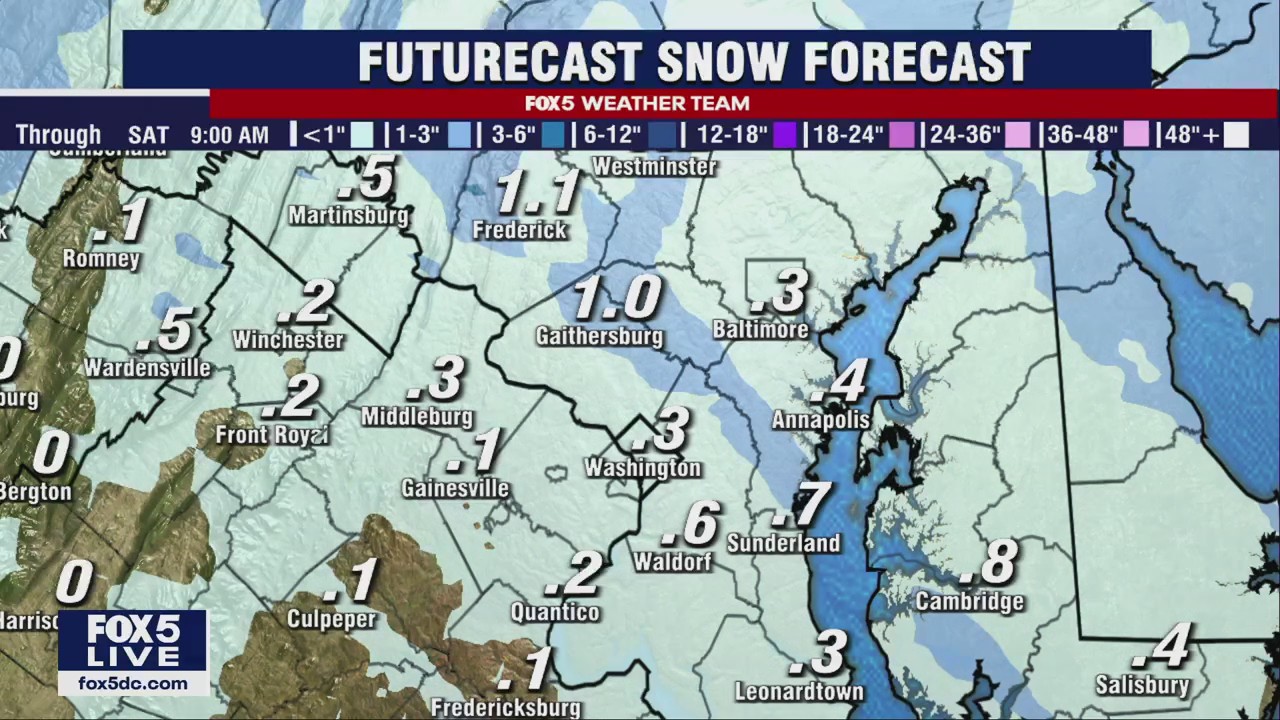 FOX 5 Weather snow forecast for Friday, January 19
