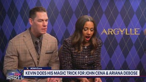 Reporter does magic trick for John Cena and Ariana Debose