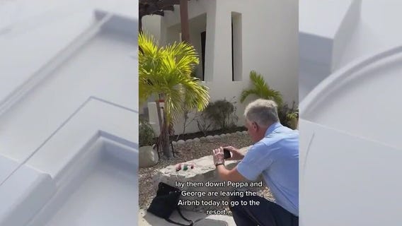 Adorable grandpa brings 'Peppa Pig' on his vacation