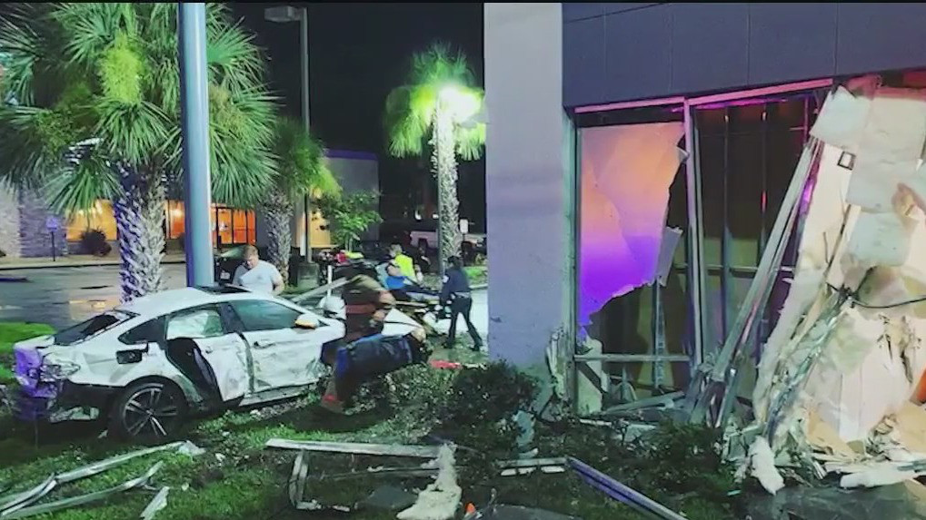 Wild video: Car slams into Florida pot shop