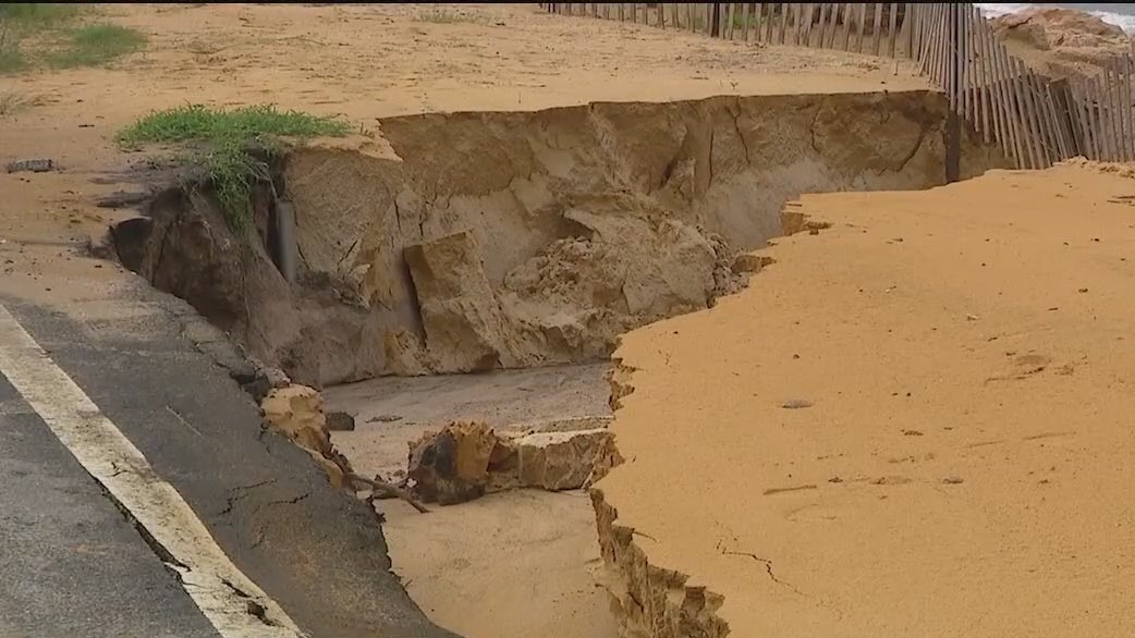 Rain washes out some of A1A in Flagler Beach