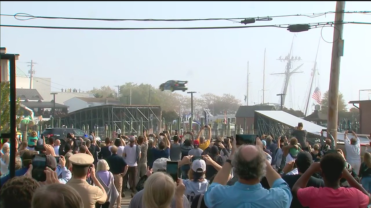 Stunt driver, Annapolis native Travis Pastrana jumps Ego Alley in rally car