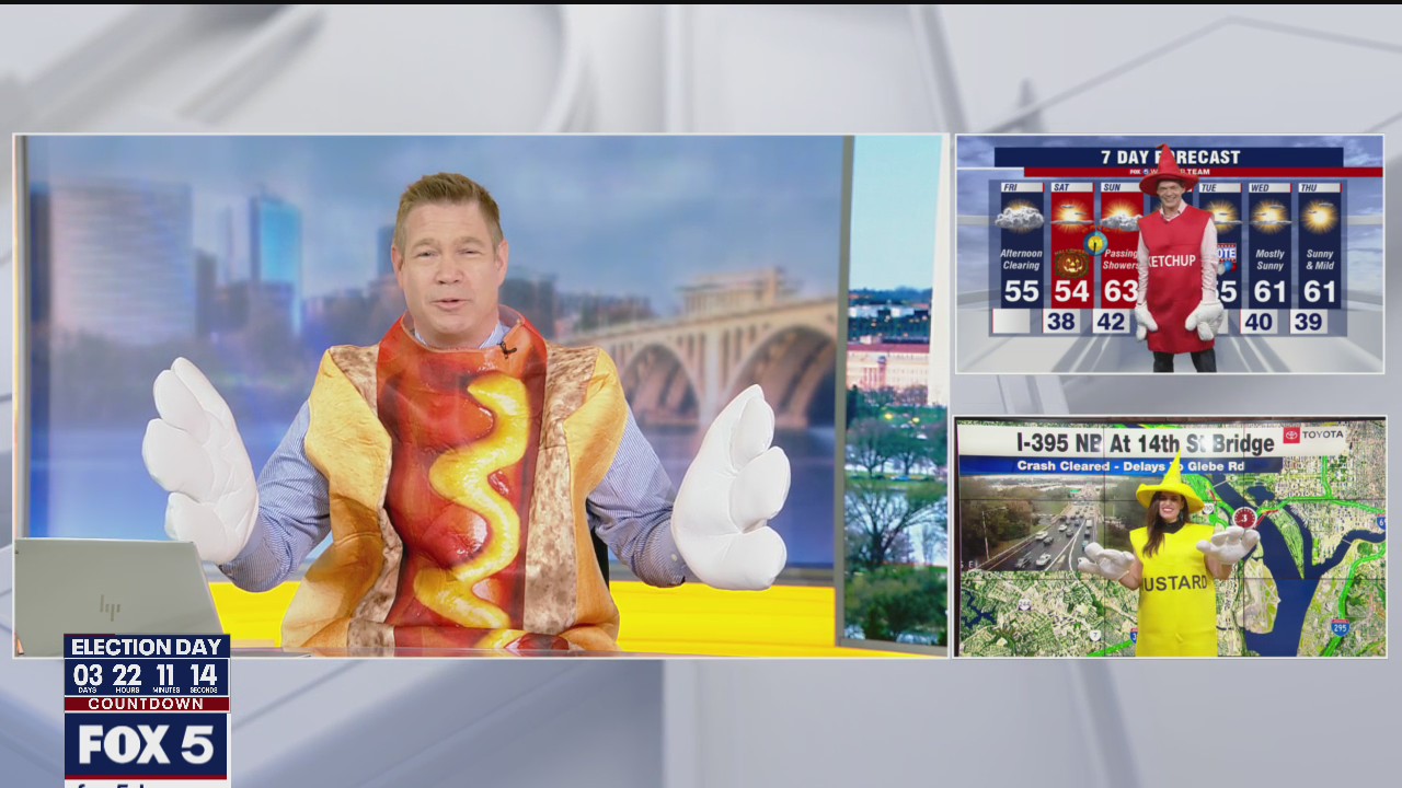 Ketchup, mustard and a hot dog for Halloween!