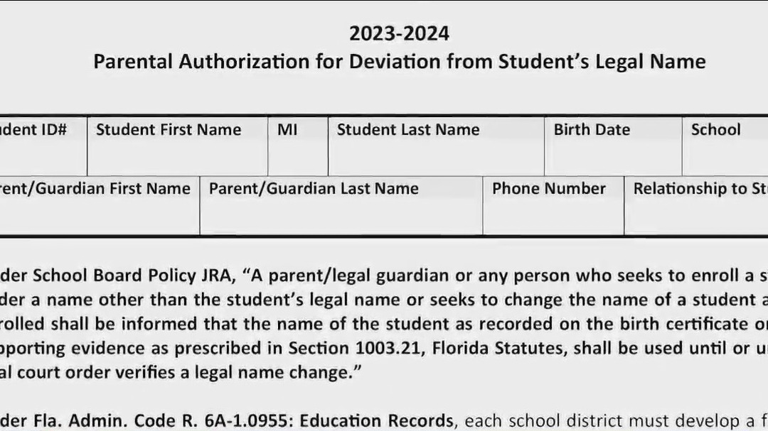 Permission slips for nicknames, pronouns