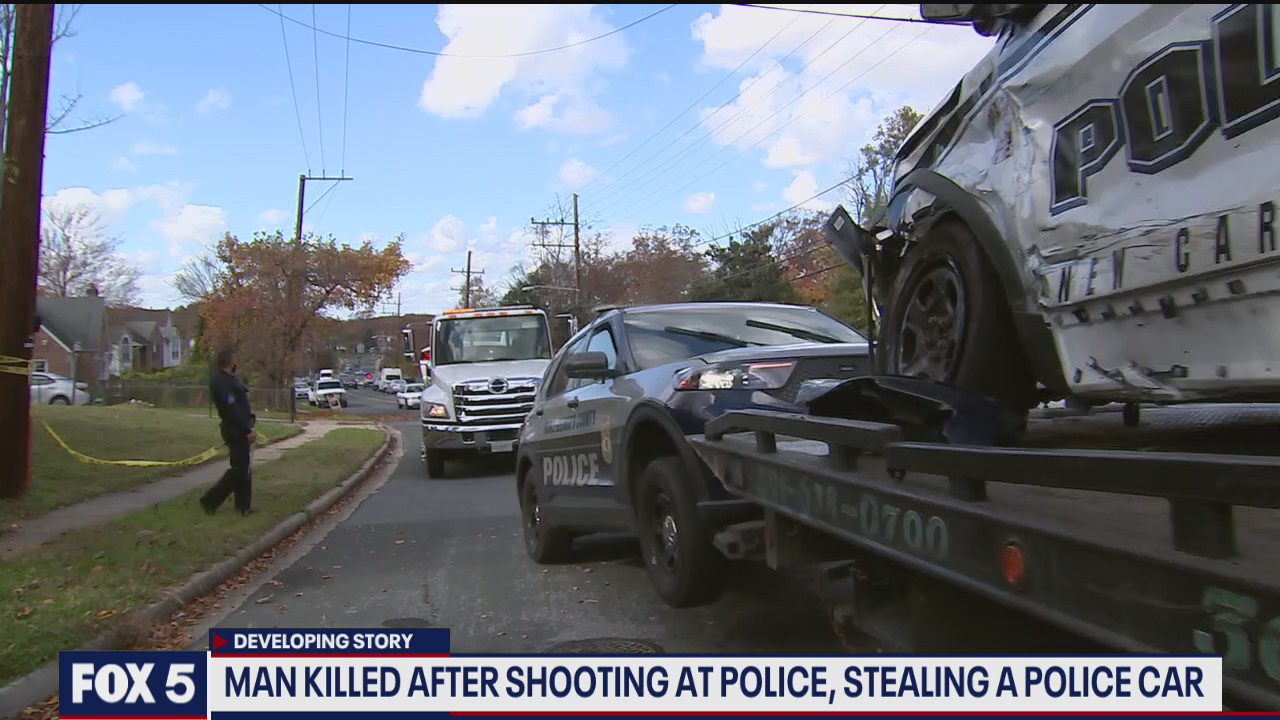 Man killed after shooting at police, stealing police cruiser | FOX 5 DC