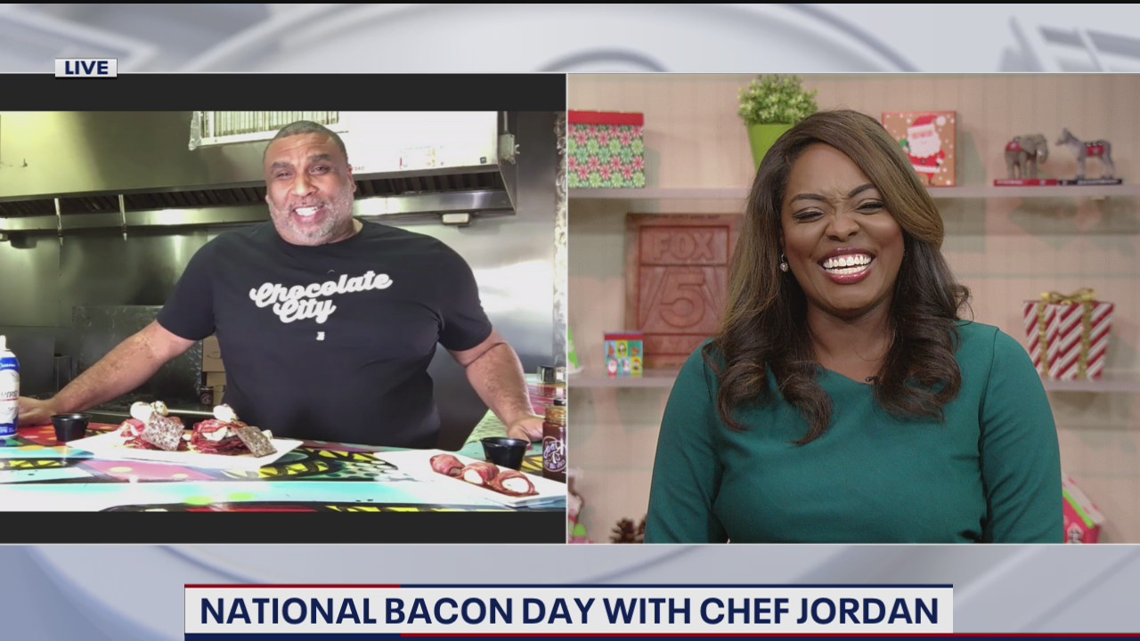 Making bacon s'mores on National Bacon Day!