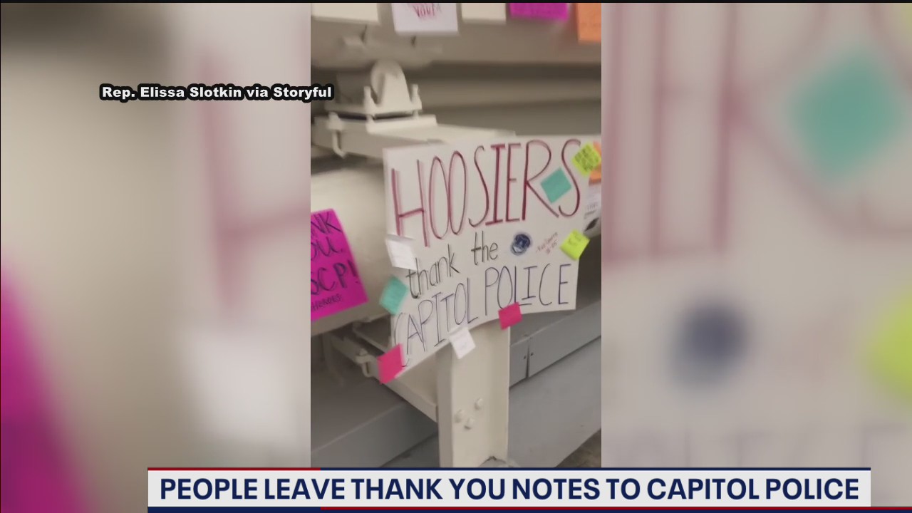 'Thank You' notes to officers cover Capitol building walls