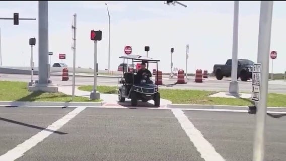 Child driving golf cart crashes into car