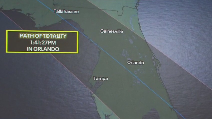Solar eclipse visible from Orlando in 2045