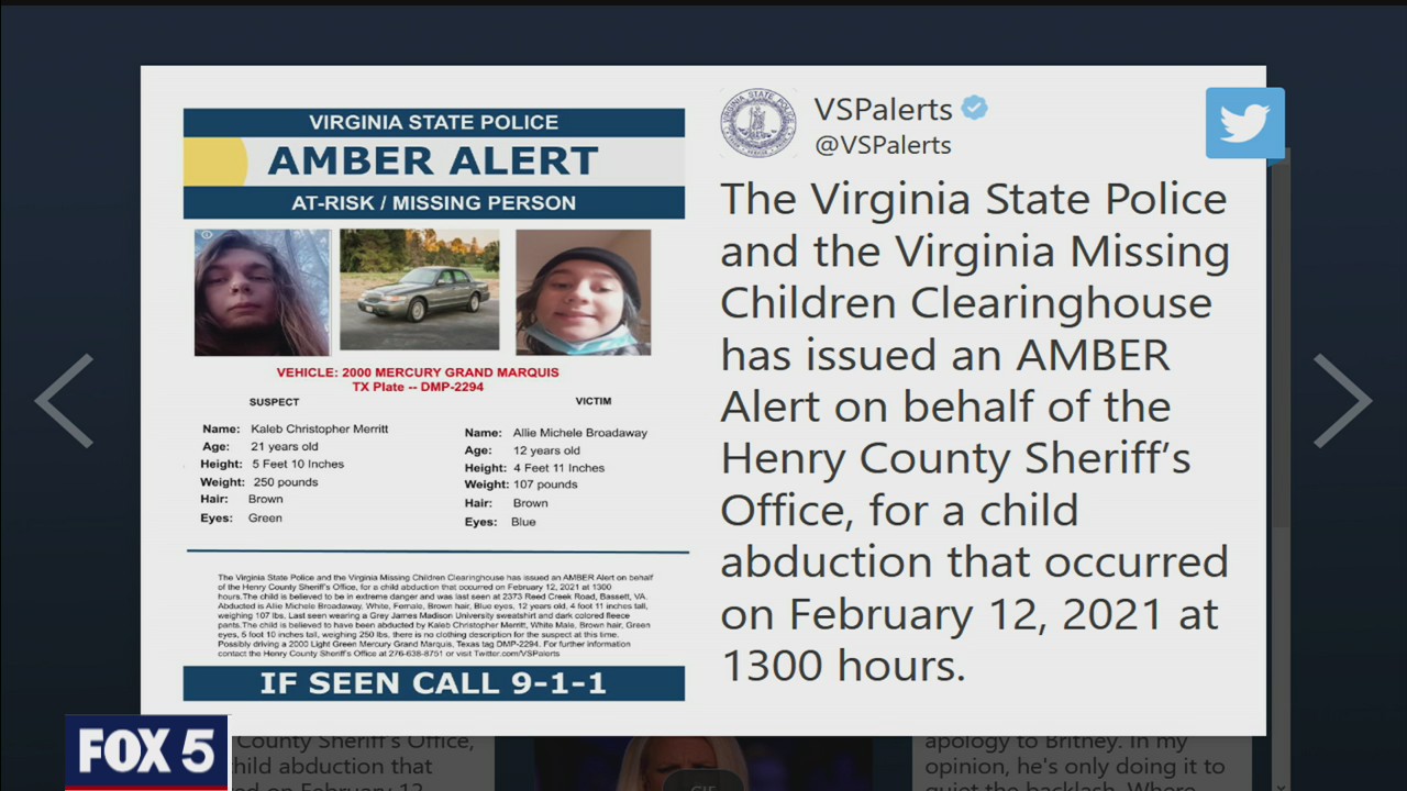 Amber Alert issued in Virginia for 12-year-old girl | FOX 5 DC