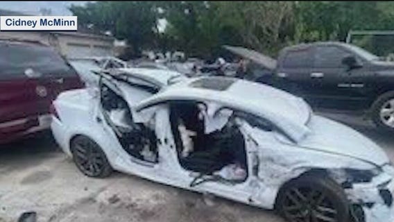 Woman gets blood transfusion at scene of crash