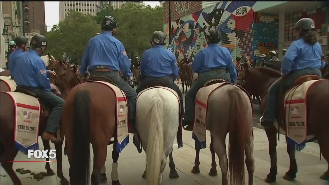 Veterans hit NYC streets on horseback to raise suicide awareness
