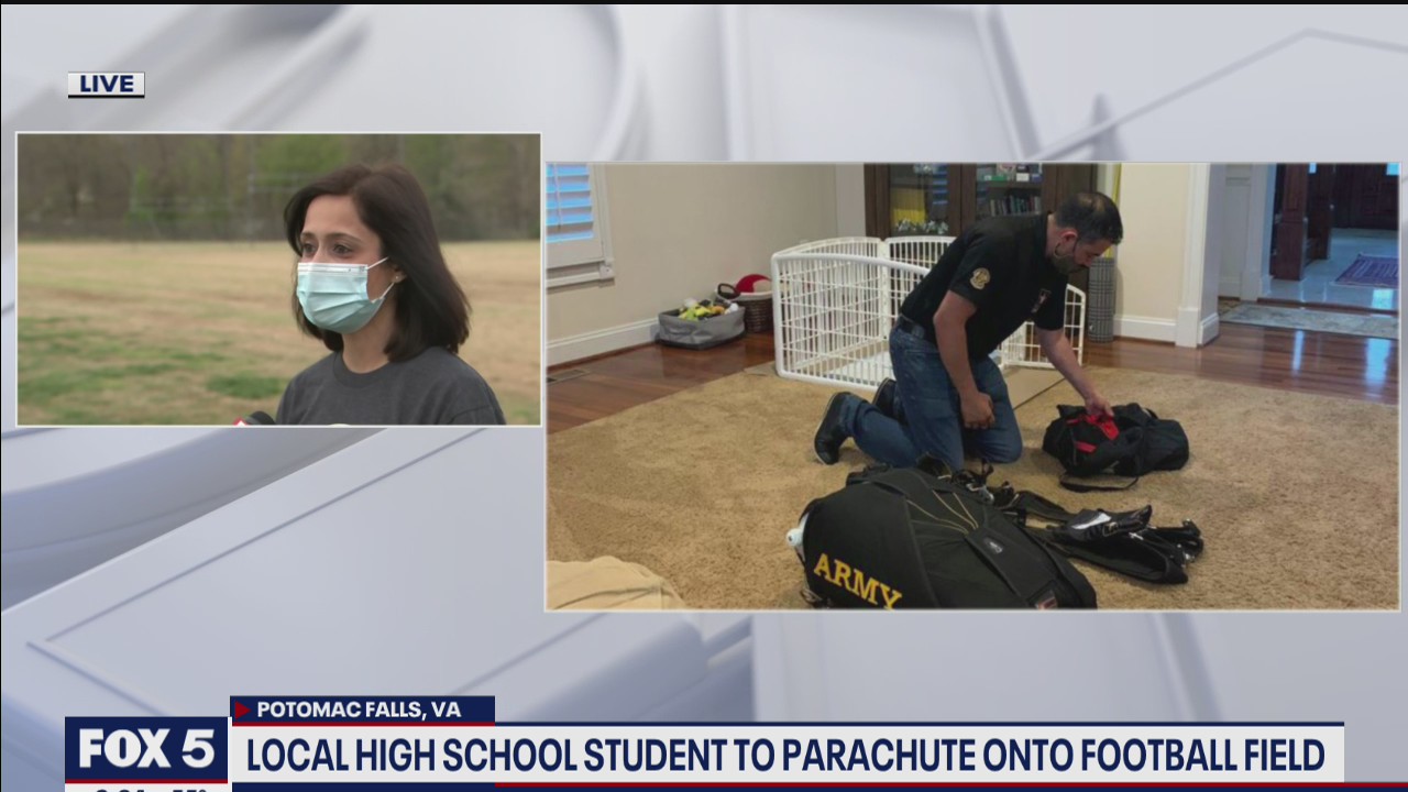 Local high school student to parachute onto football field