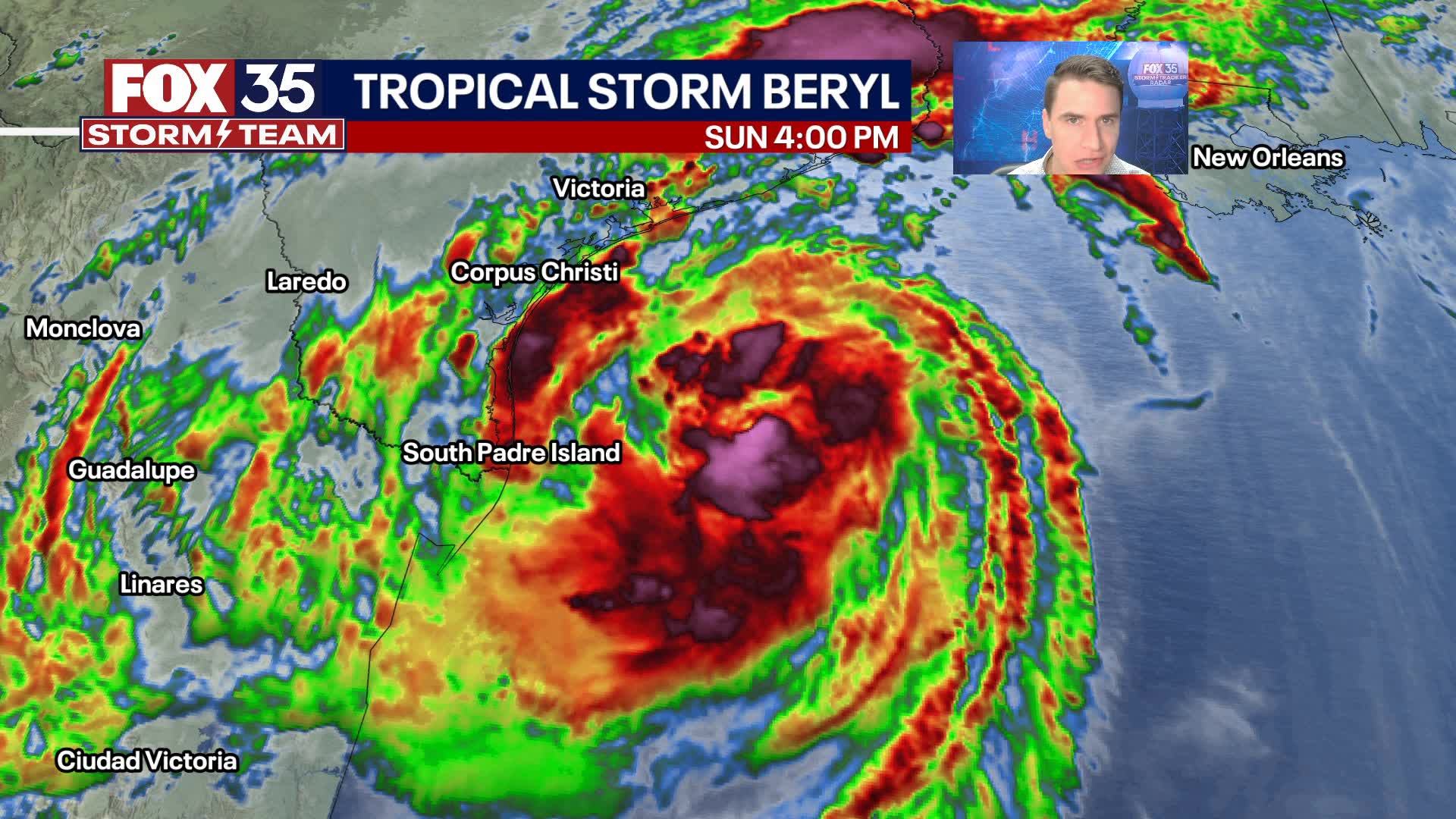 Tropical Storm Beryl gradually moving to Texas