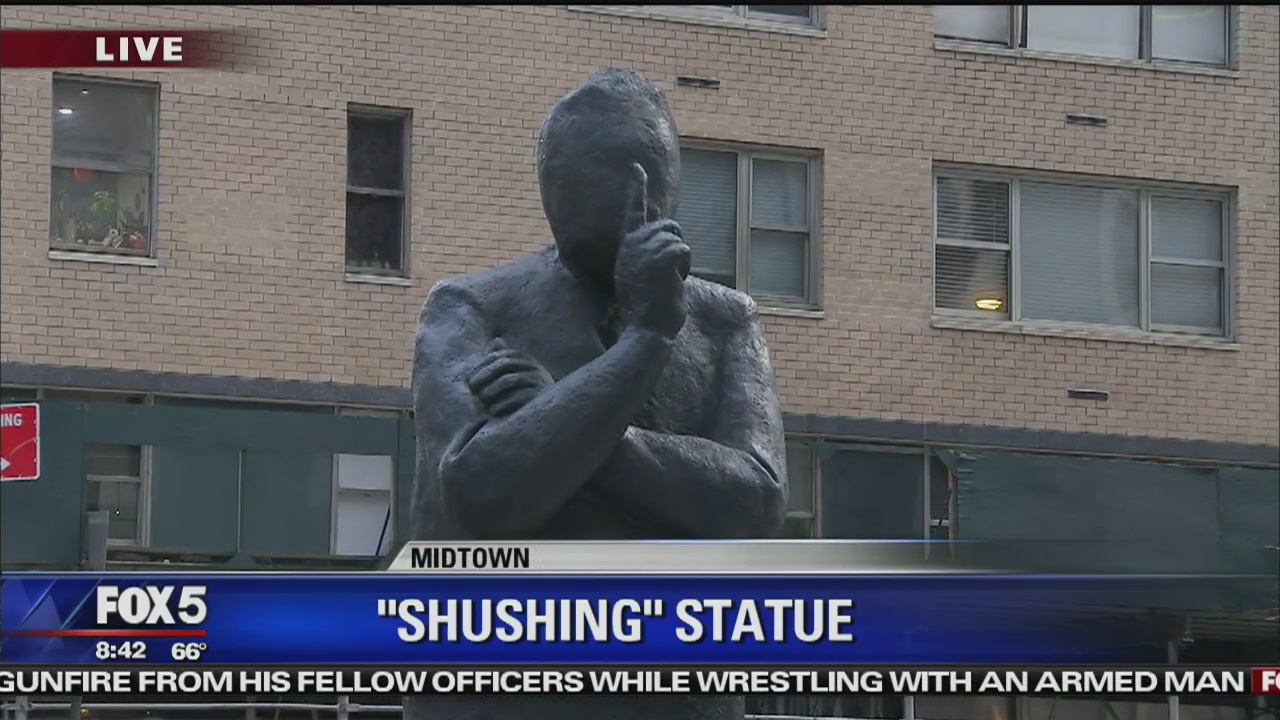 'Shushing' statue replaces 'Love' sculpture