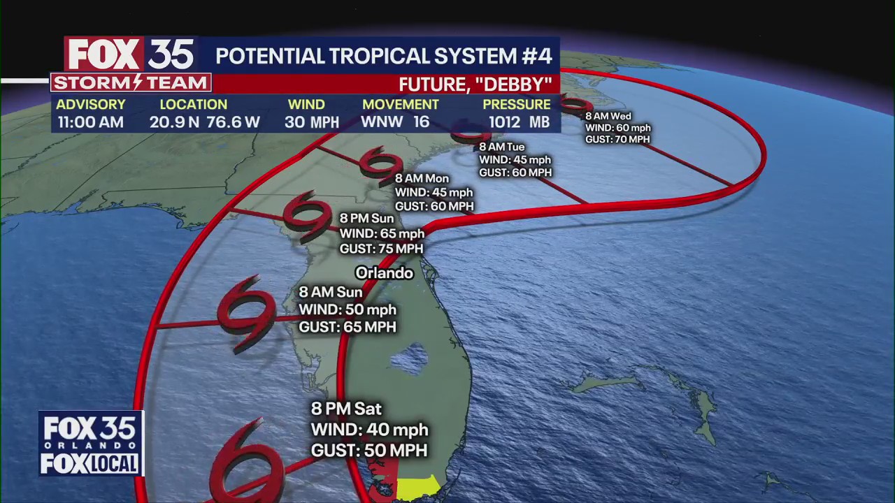 See track for future Tropical Storm Debby
