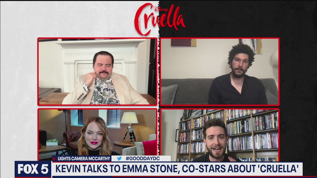 Emma Stone joins co-stars to talk new film Cruella
