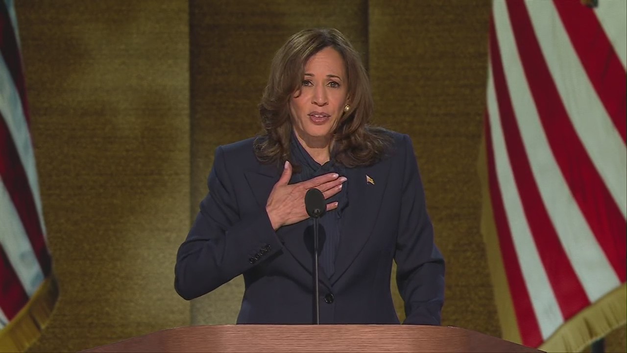 Harris at DNC aks Americans to reject divisions