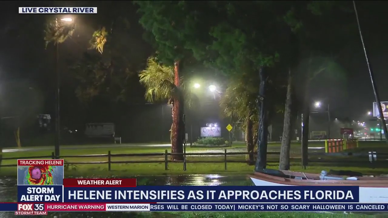 Strong winds in Crystal River as Helene passes through
