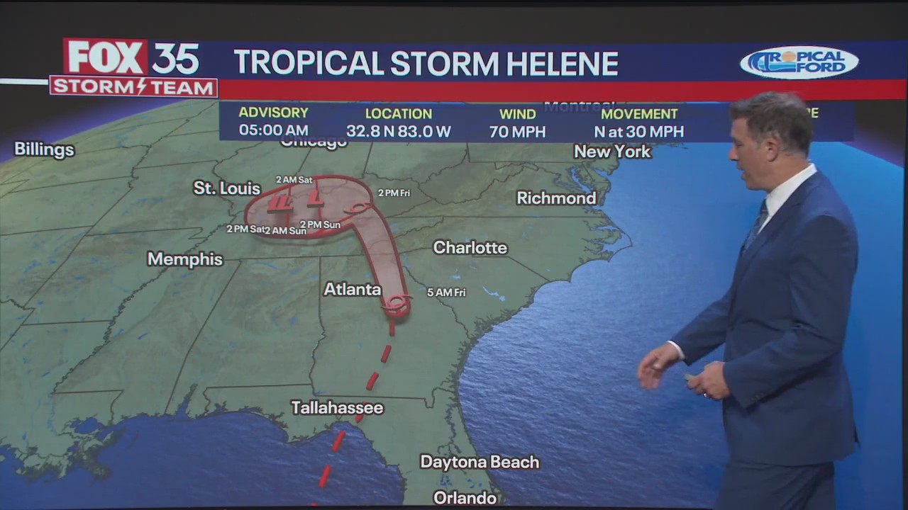 Helene downgraded to tropical storm over Georgia | FOX 35 Orlando