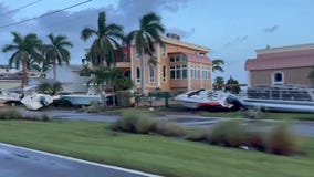 Hurricane Helene tosses boats near Florida coast
