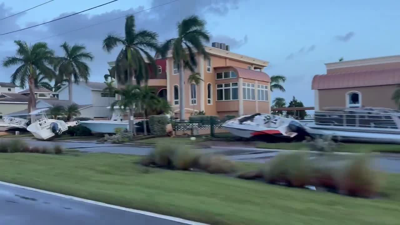 Hurricane Helene tosses boats near Florida coast