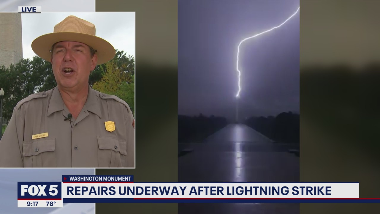 Washington Monument damaged after lightning strike