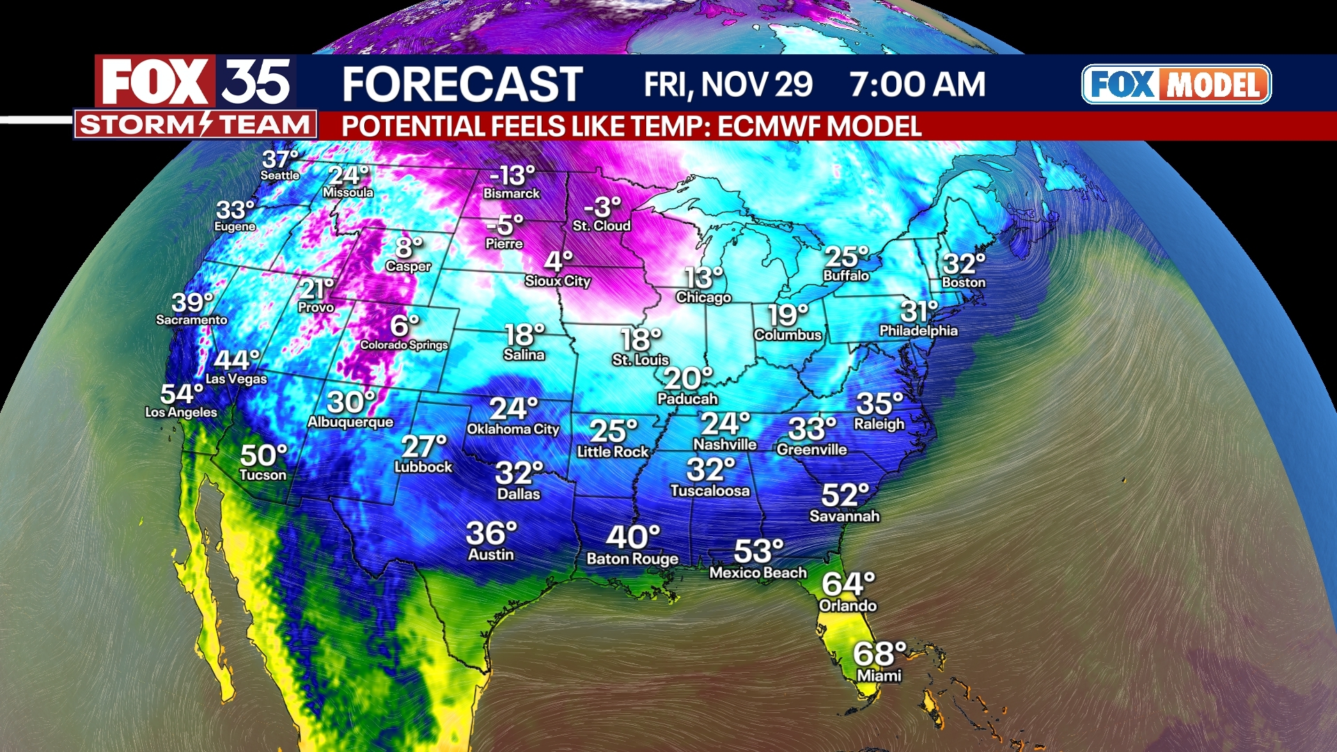 Orlando Forecast: Monday Night Nov. 25th
