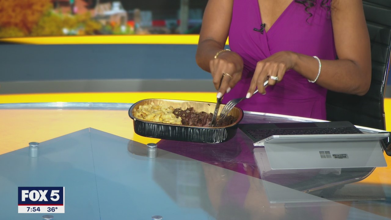 Jeannette enjoys her steak 'breakfast' on the air!