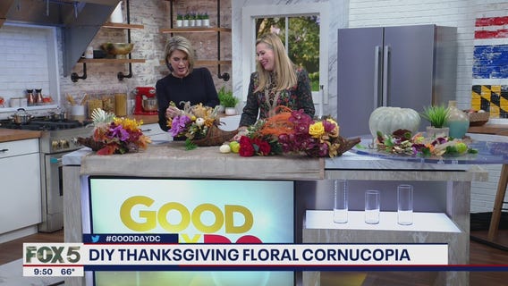 DIY Thanksgiving floral cornucopia