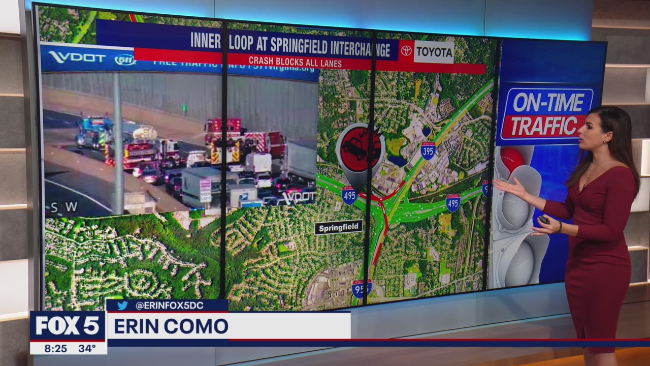 Crash blocks all lanes of Beltway inner loop at Springfield Interchange ...
