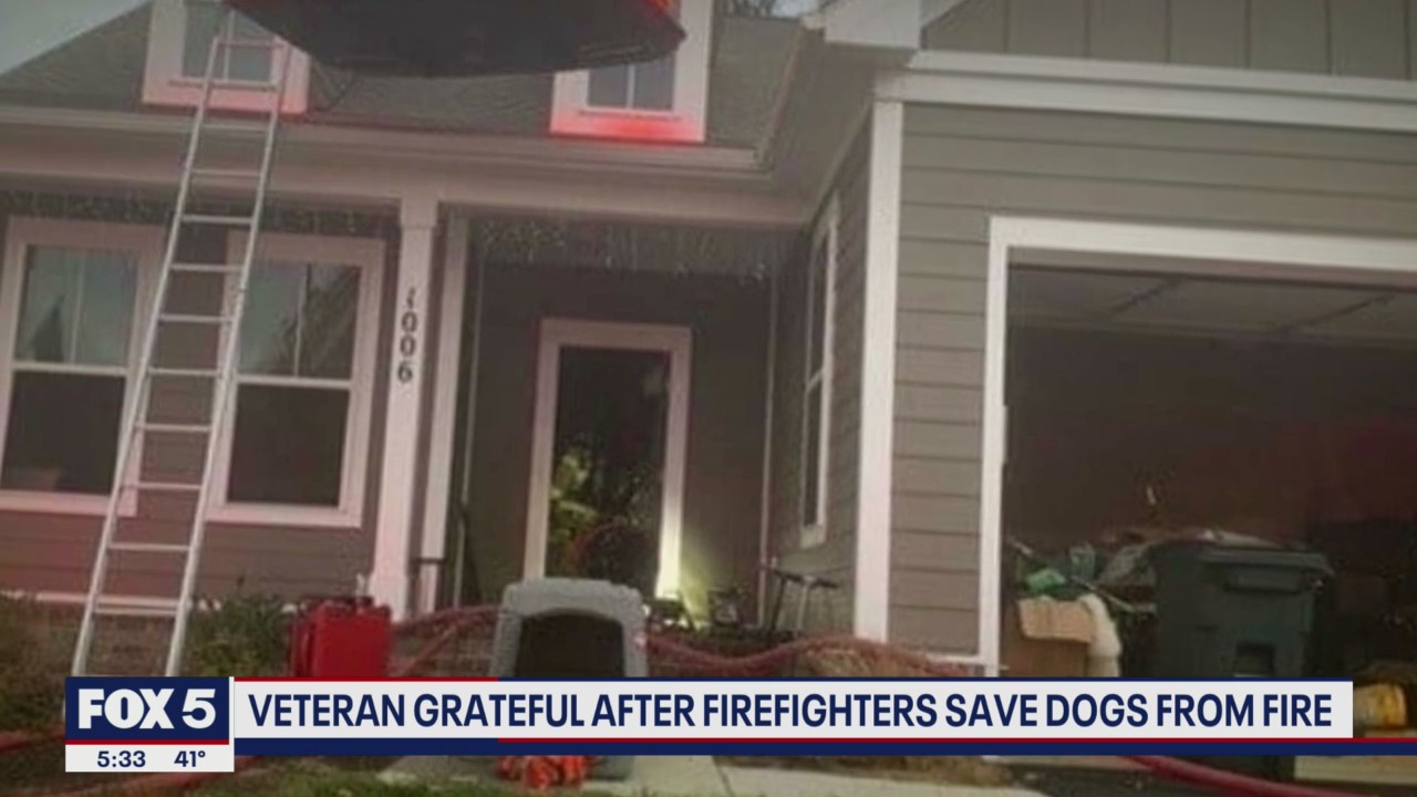 Veteran grateful after four dogs saved from house fire | FOX 5 DC