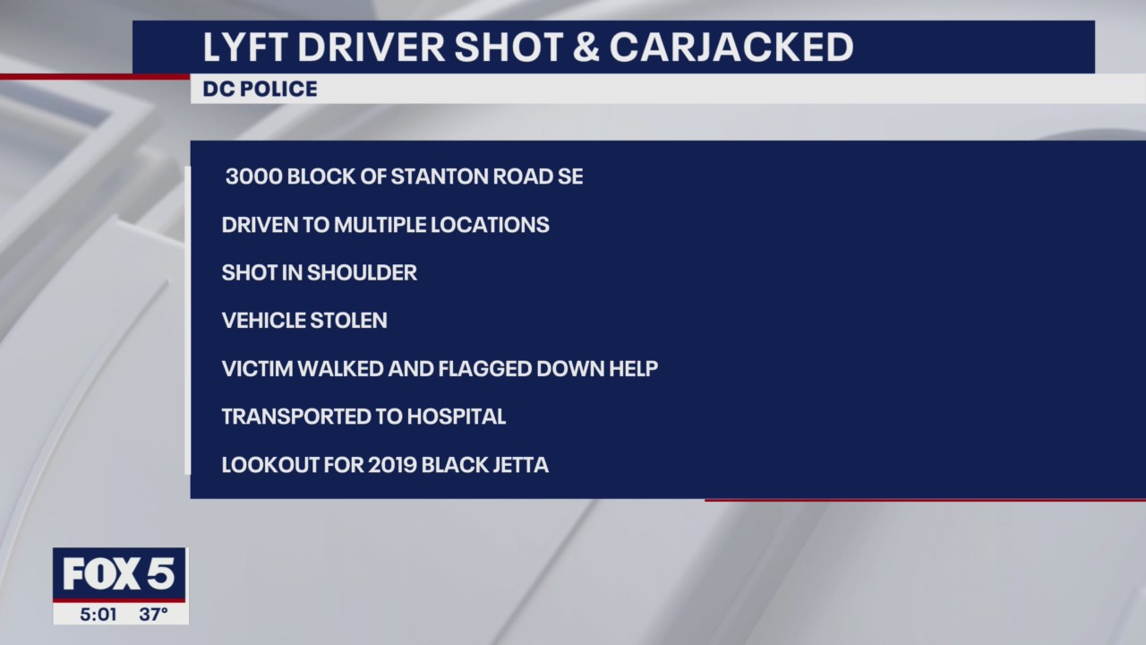 Rideshare driver shot, carjacked by passenger in DC | FOX 5 DC