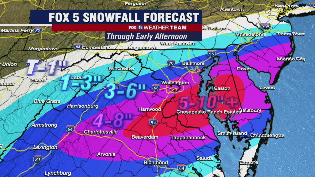 FOX 5 Weather snow forecast for Monday, January 3