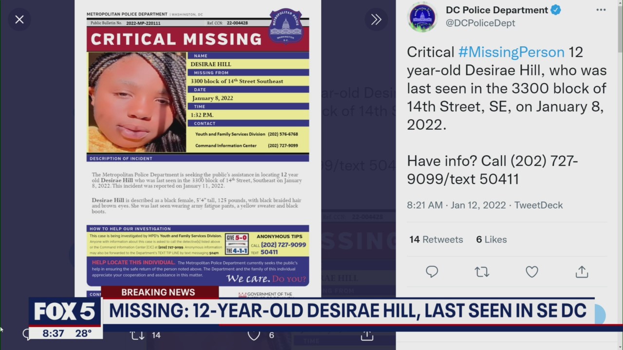 12-year-old girl missing from DC; police say last seen in Southeast ...