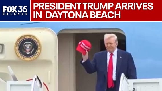 President Donald Trump arrives for Daytona 50