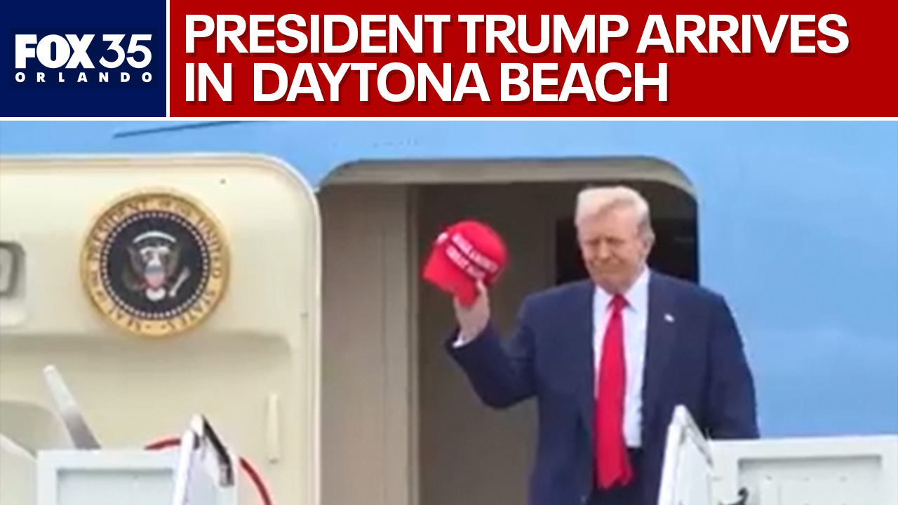 President Donald Trump arrives for Daytona 50