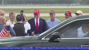 President Trump greeted by Rick Scott, Randy Fine