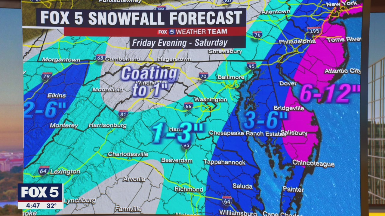 FOX 5 Weather snow forecast for Friday, January 28