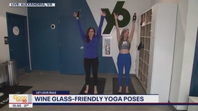 Wine glass friendly yoga poses for Valentine's Day