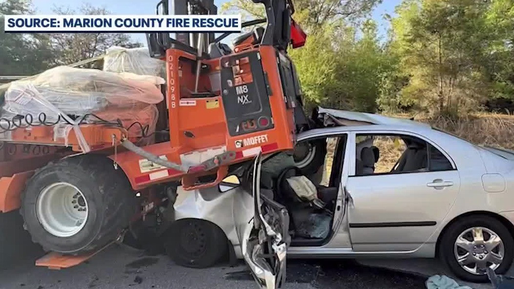 3 hurt after car smashes into semi in Marion County