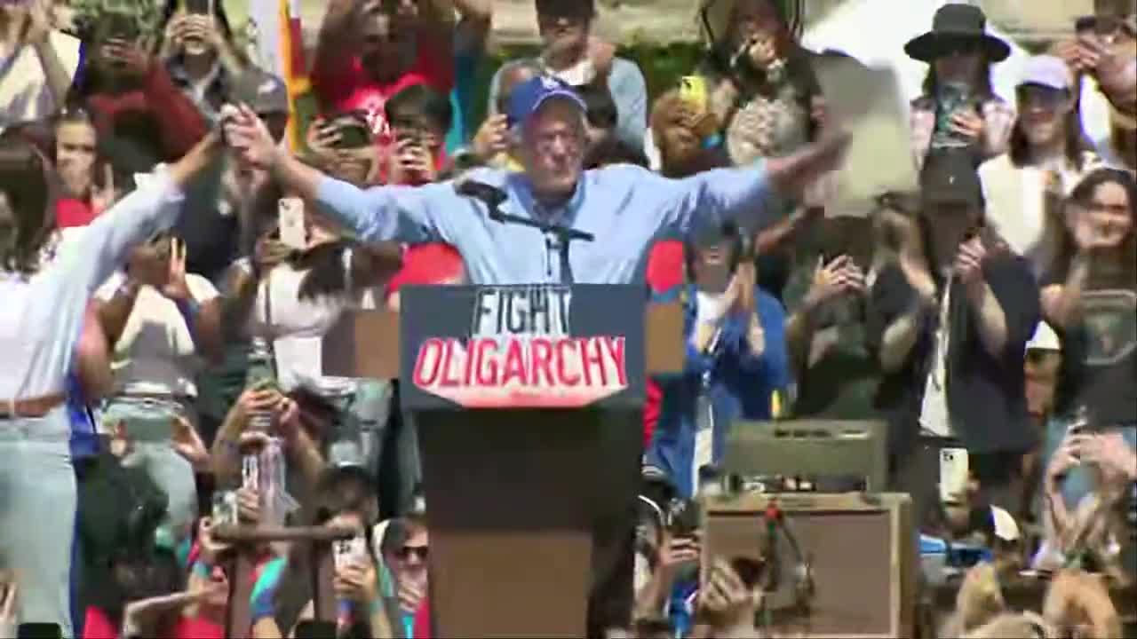 Sen. Bernie Sanders speaks at LA rally