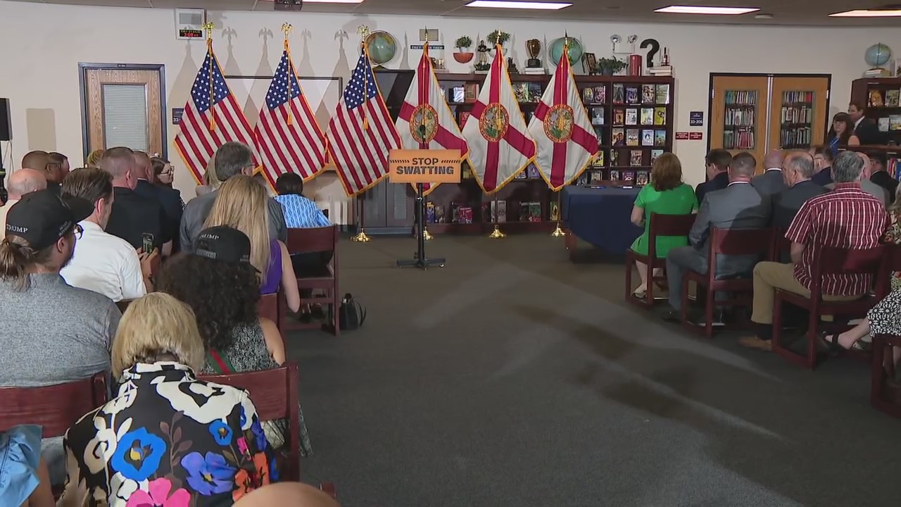 Florida Gov. Ron DeSantis speaks on swatting crackdown