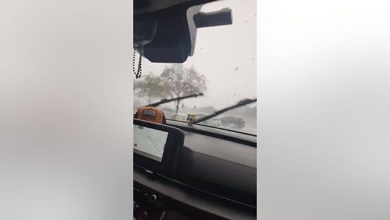 Hail falls in Palm Bay