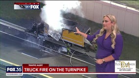 Truck fire on the turnpike near Clermont