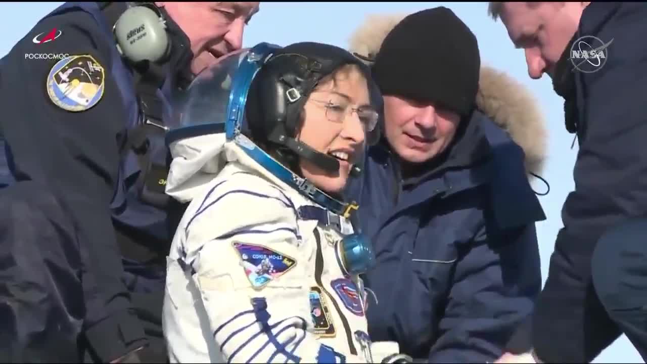 Record-setting astronaut returns to Earth from International Space Station