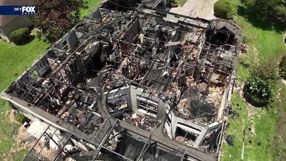 Drone video: House destroyed after lightning sparks fire