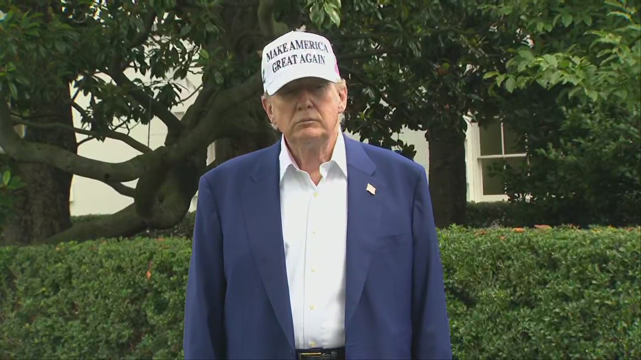 President Trump speaks at flag pole installation