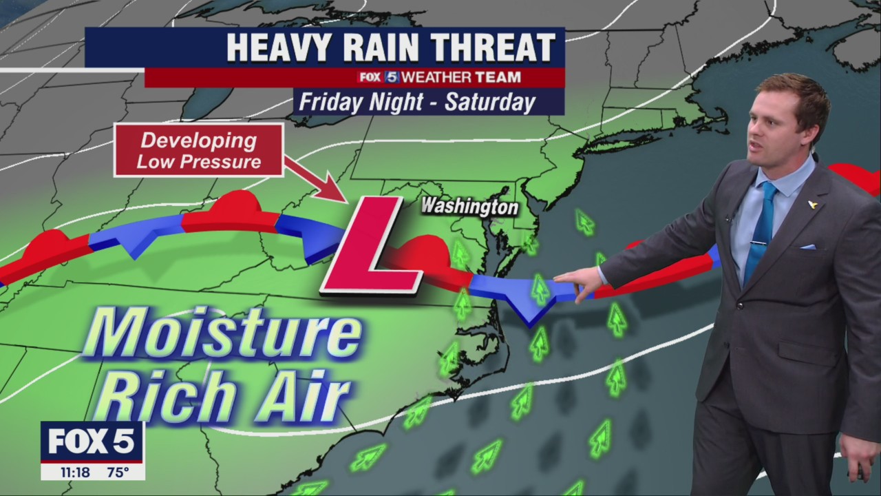 Heavy rain, flooding threat, and severe weather to start weekend across DC region