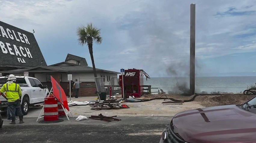 Fire at Flagler Beach pier construction site